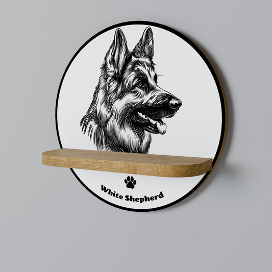 WHITE SHEPHERD DOG Art Shelf