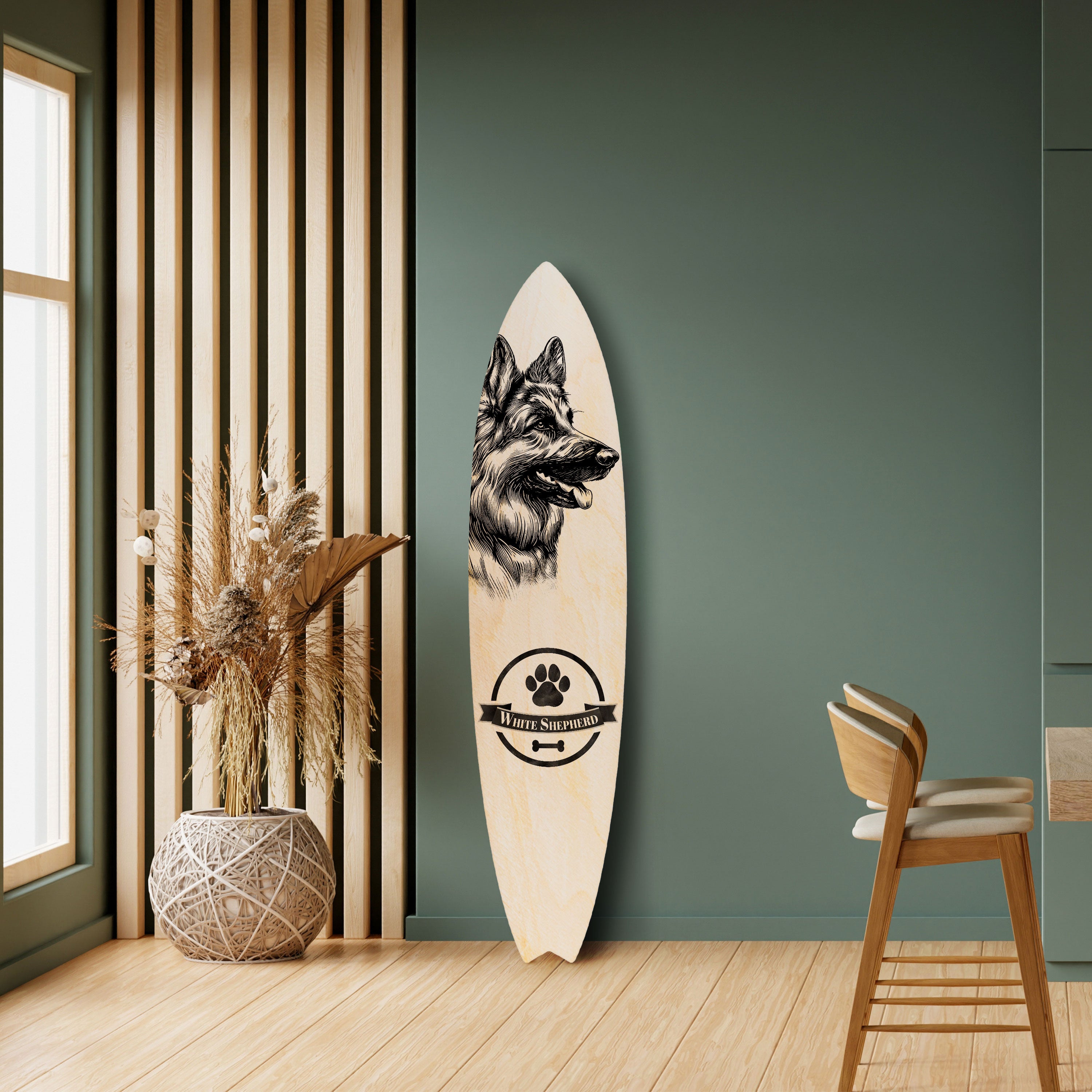 WHITE SHEPHERD DOG Surfboard Decorative Panel