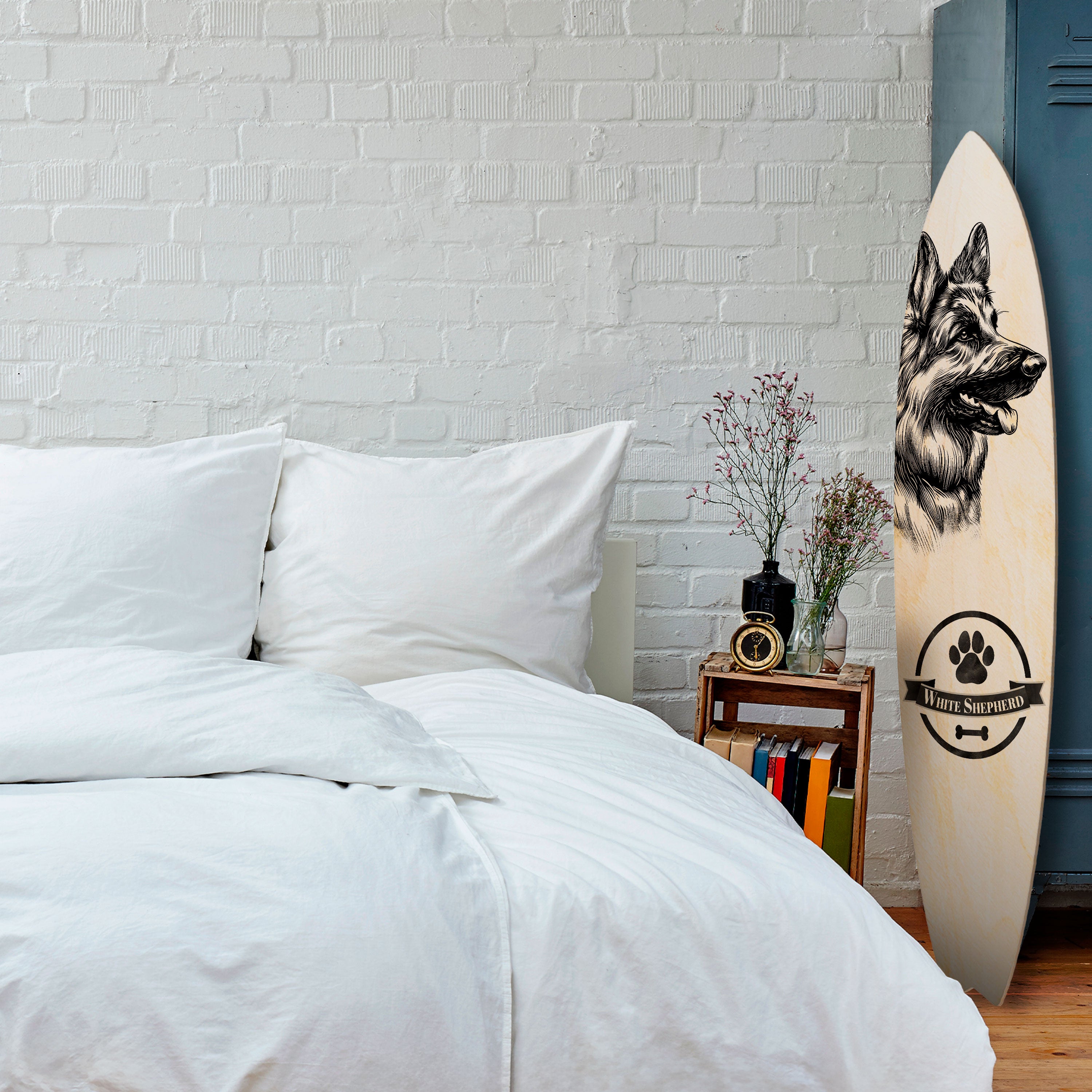 WHITE SHEPHERD DOG Surfboard Decorative Panel