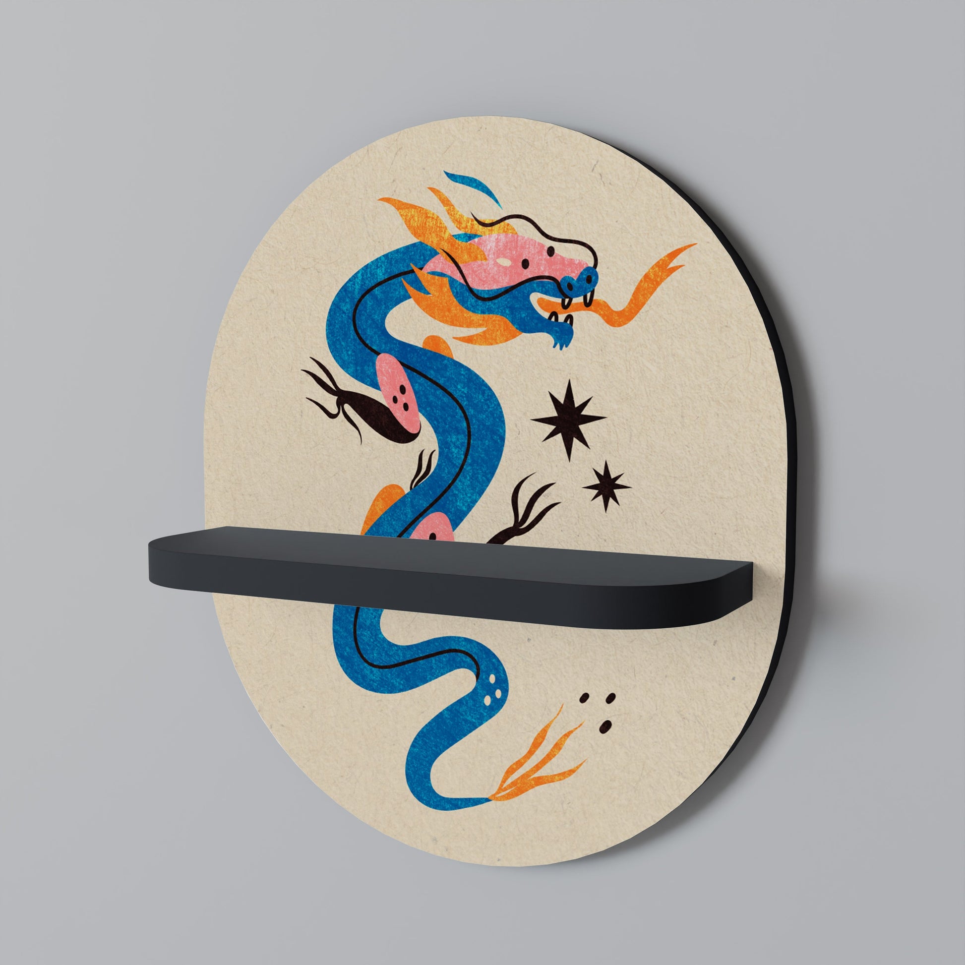 Étagère ovale à motifs MYTHOLOGICAL CREATURES en finition noire