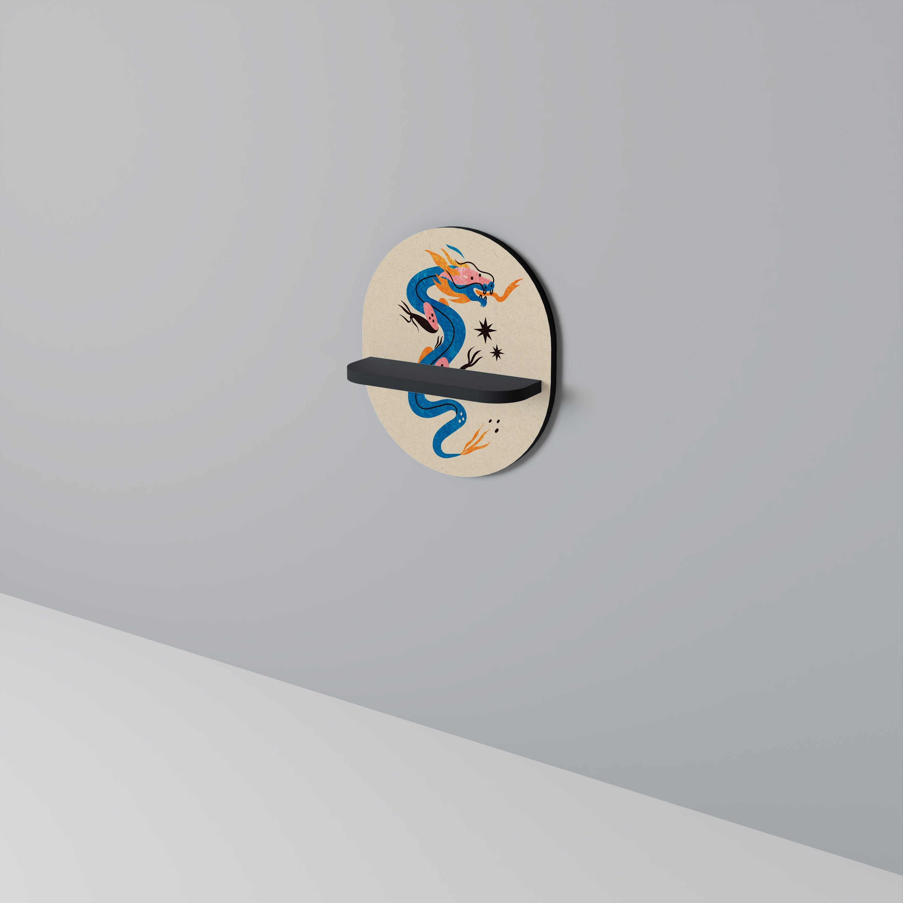 Étagère ovale à motifs MYTHOLOGICAL CREATURES en finition noire