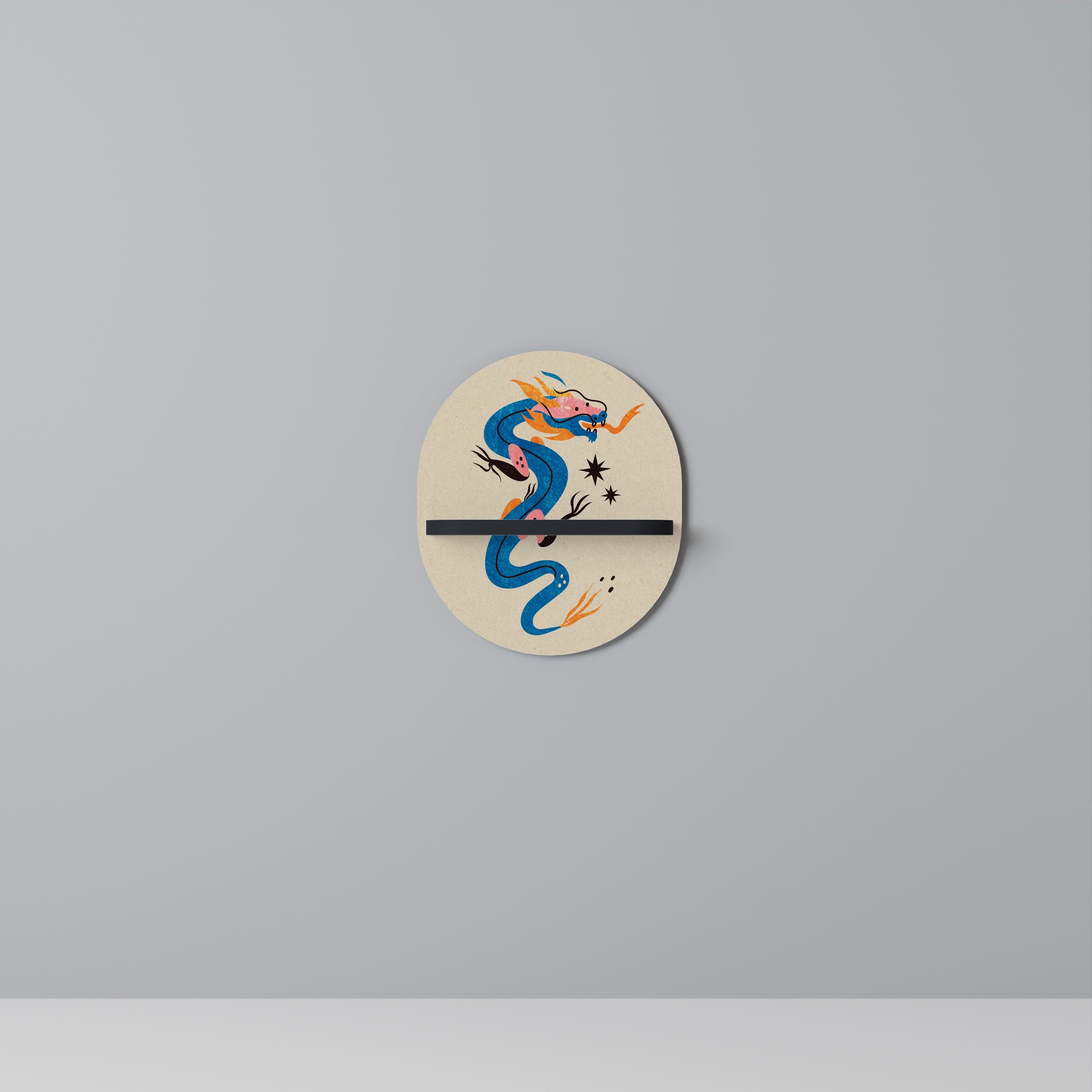 Étagère ovale à motifs MYTHOLOGICAL CREATURES en finition noire