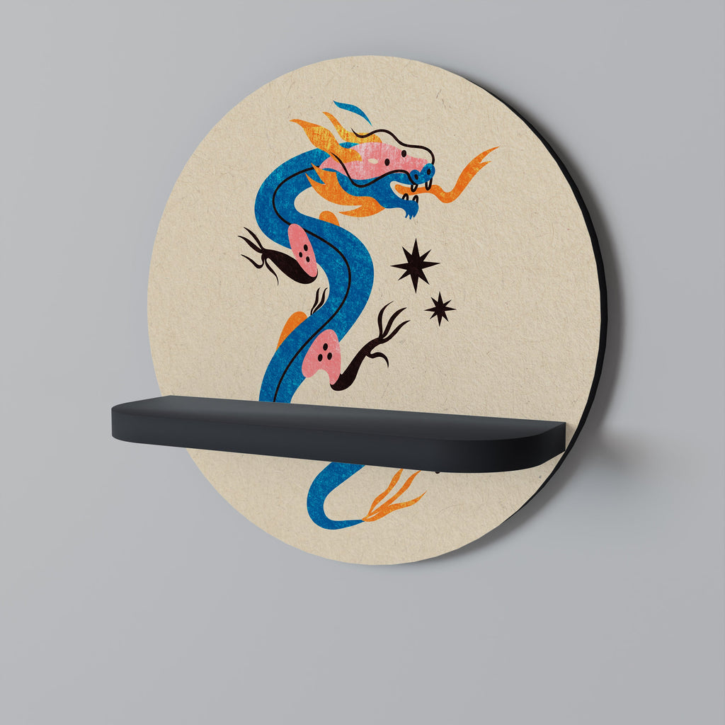 Étagère ronde d'art CRÉATURES MYTHOLOGIQUES en finition noire