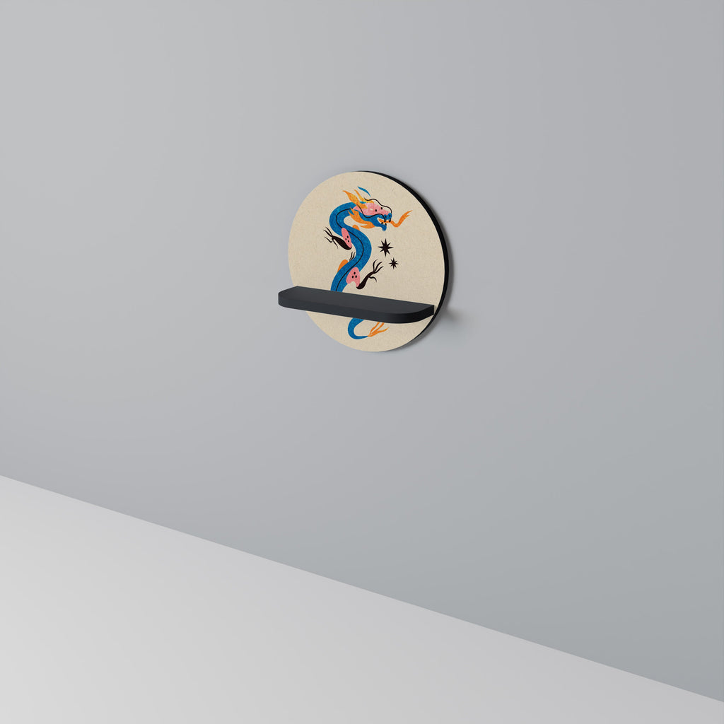 Étagère ronde d'art CRÉATURES MYTHOLOGIQUES en finition noire