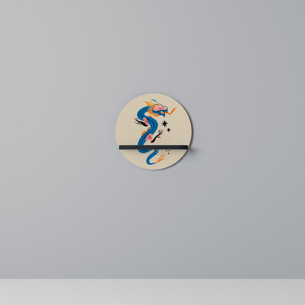 Étagère ronde d'art CRÉATURES MYTHOLOGIQUES en finition noire