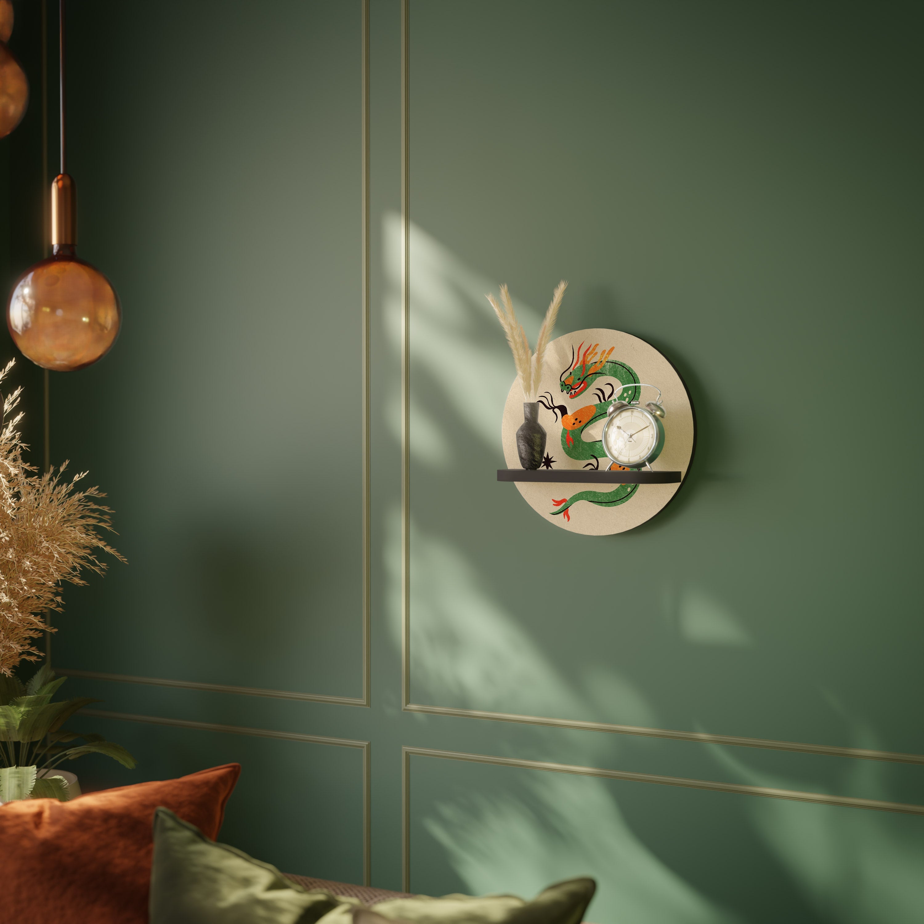 Étagère d'art ronde GREEN SKY GUARDIAN en finition noire