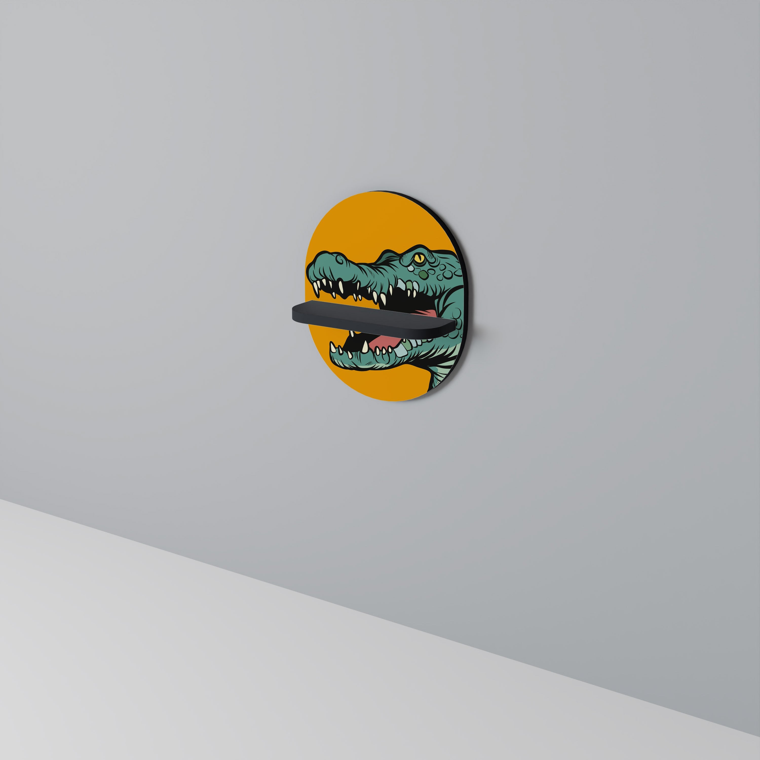 Étagère d'art ovale « THREATENING GREETING » en finition noire