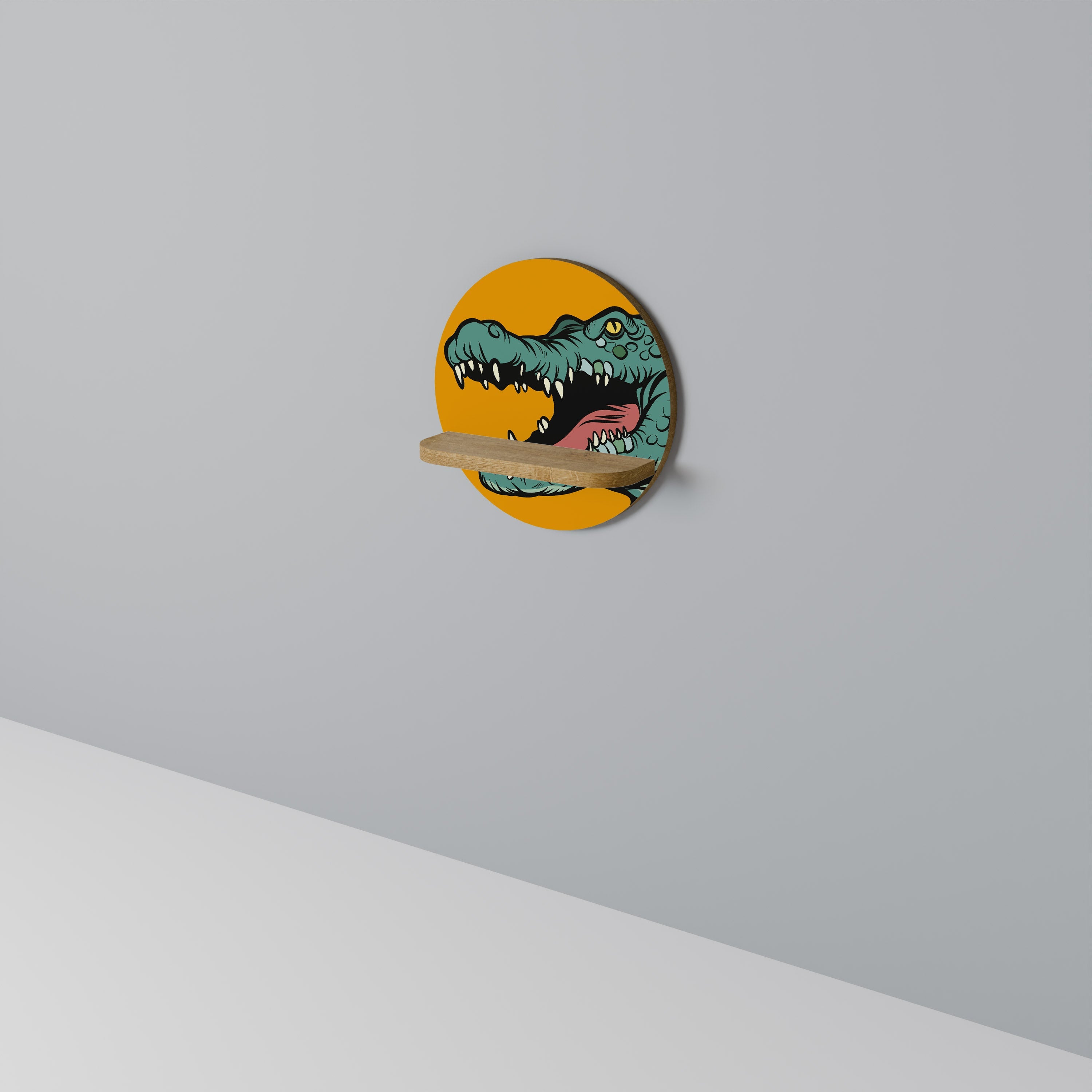 Étagère d'art ronde effet chêne « Threatening Greeting »