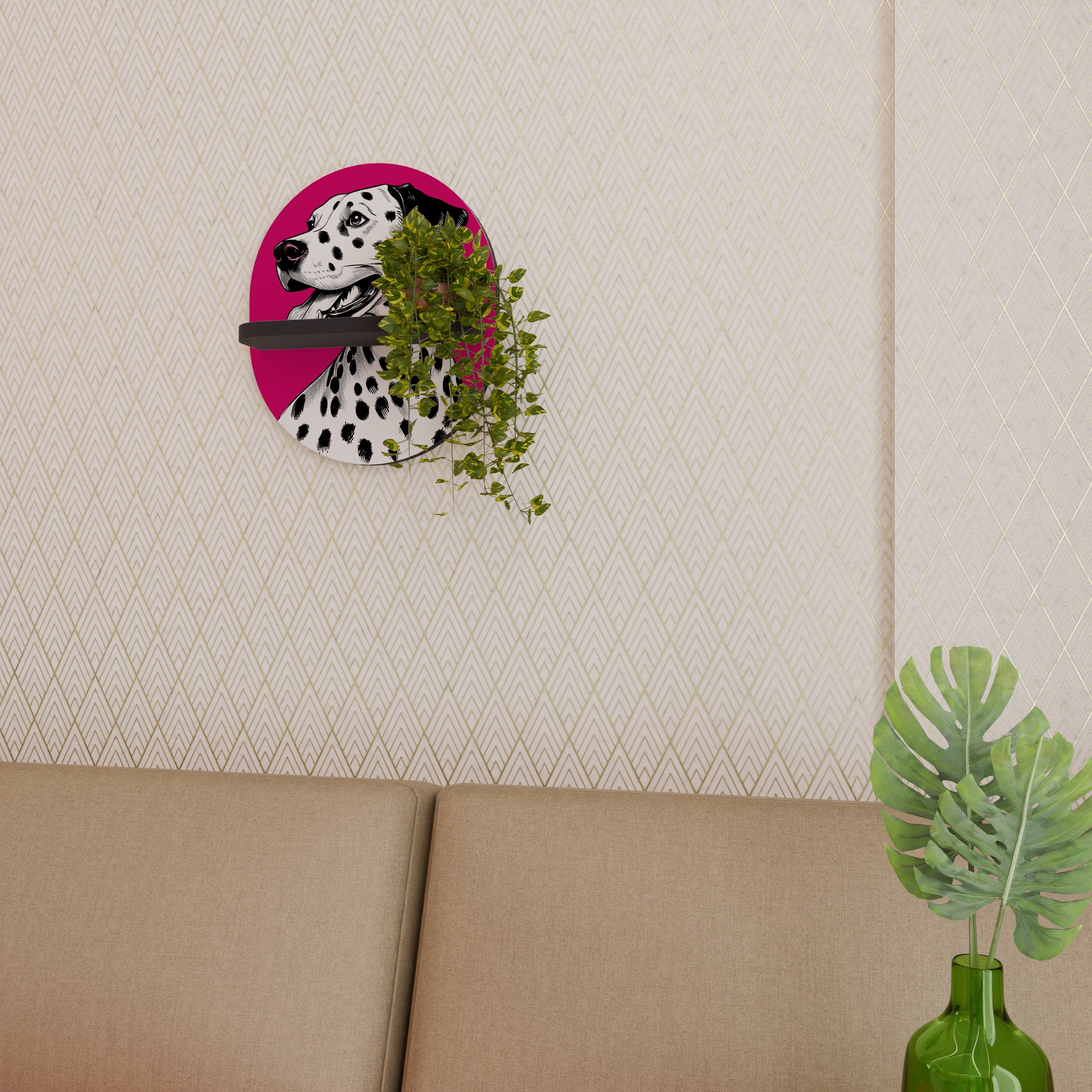 Étagère d'art ovale DALMATIAN SMILE en finition noire