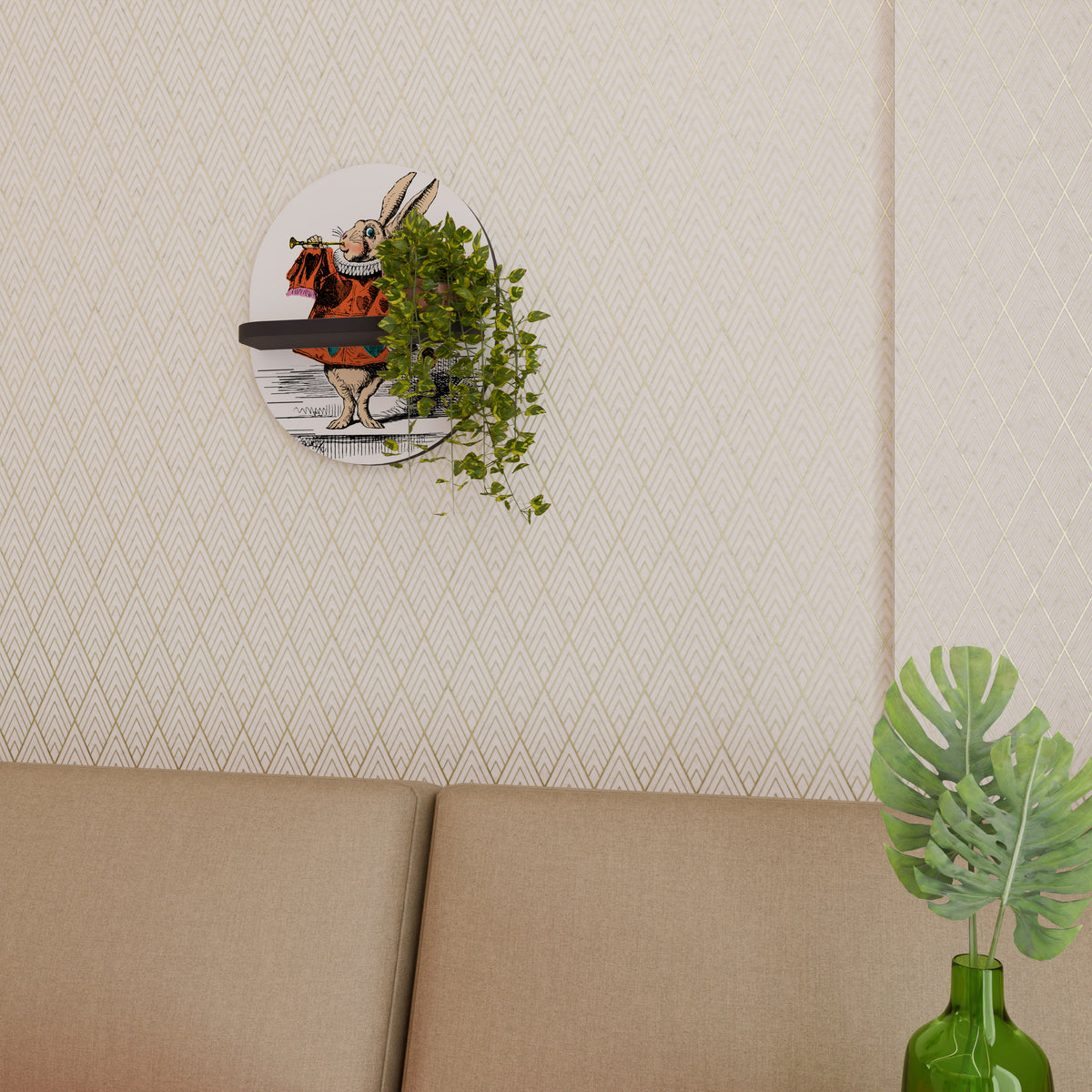 COLORFUL WHITE RABBIT Art Shelf