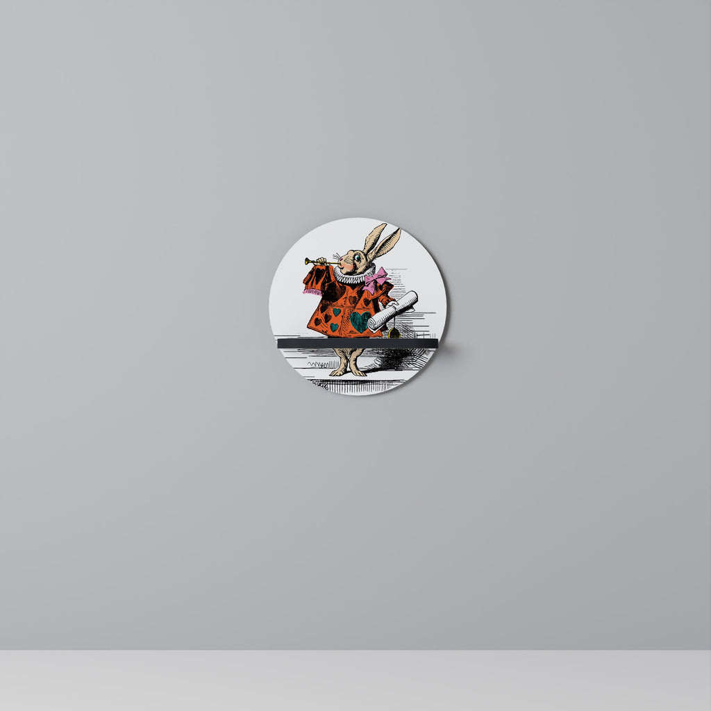 Étagère ronde colorée en forme de lapin blanc, finition noire