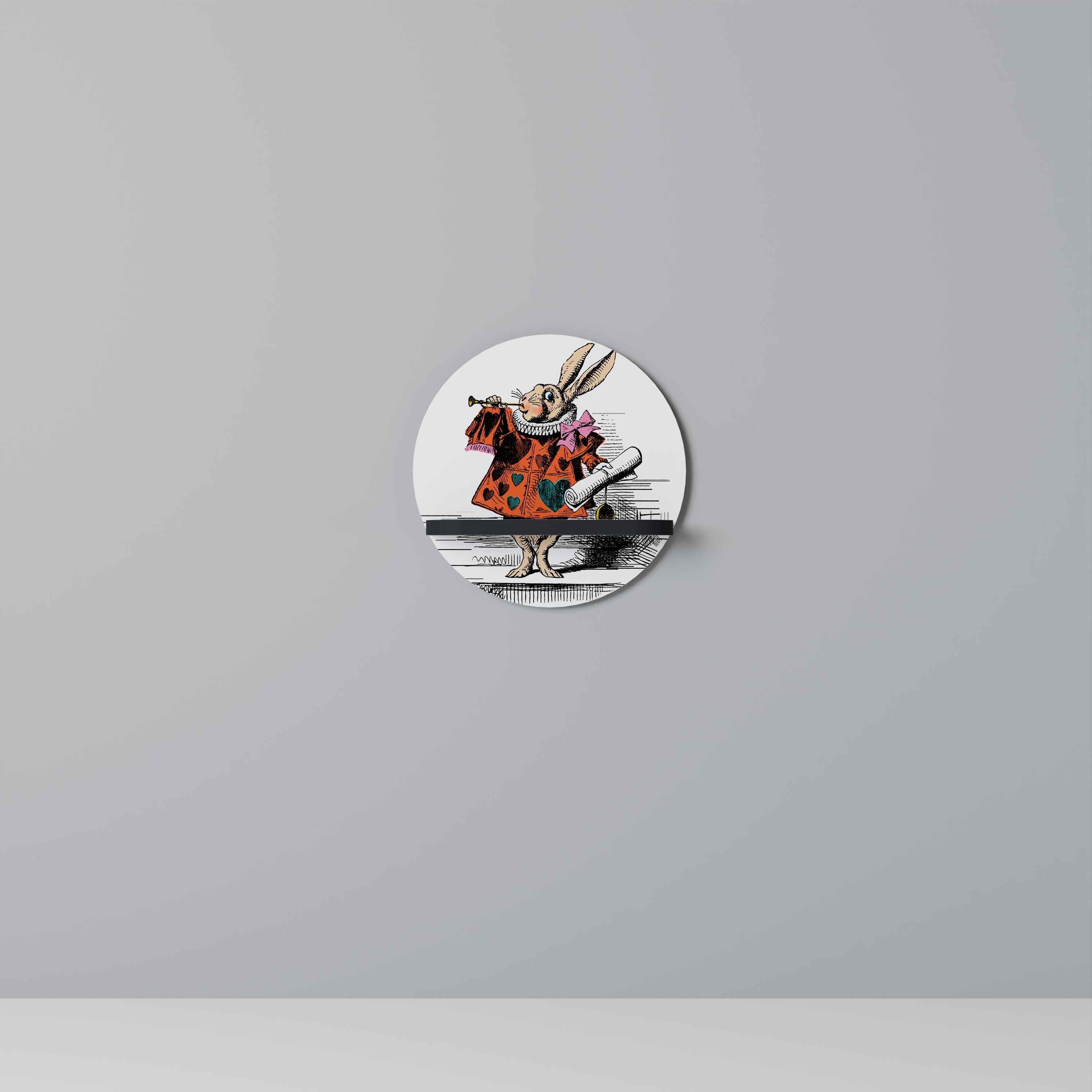 Étagère ronde colorée en forme de lapin blanc, finition noire