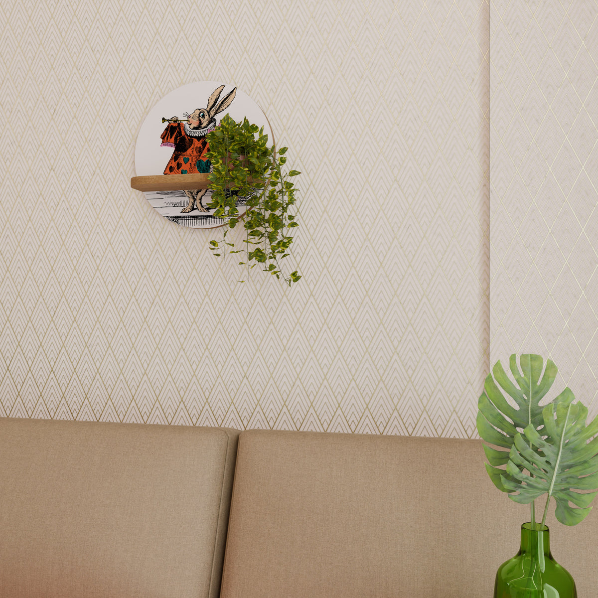 COLORFUL WHITE RABBIT Art Shelf