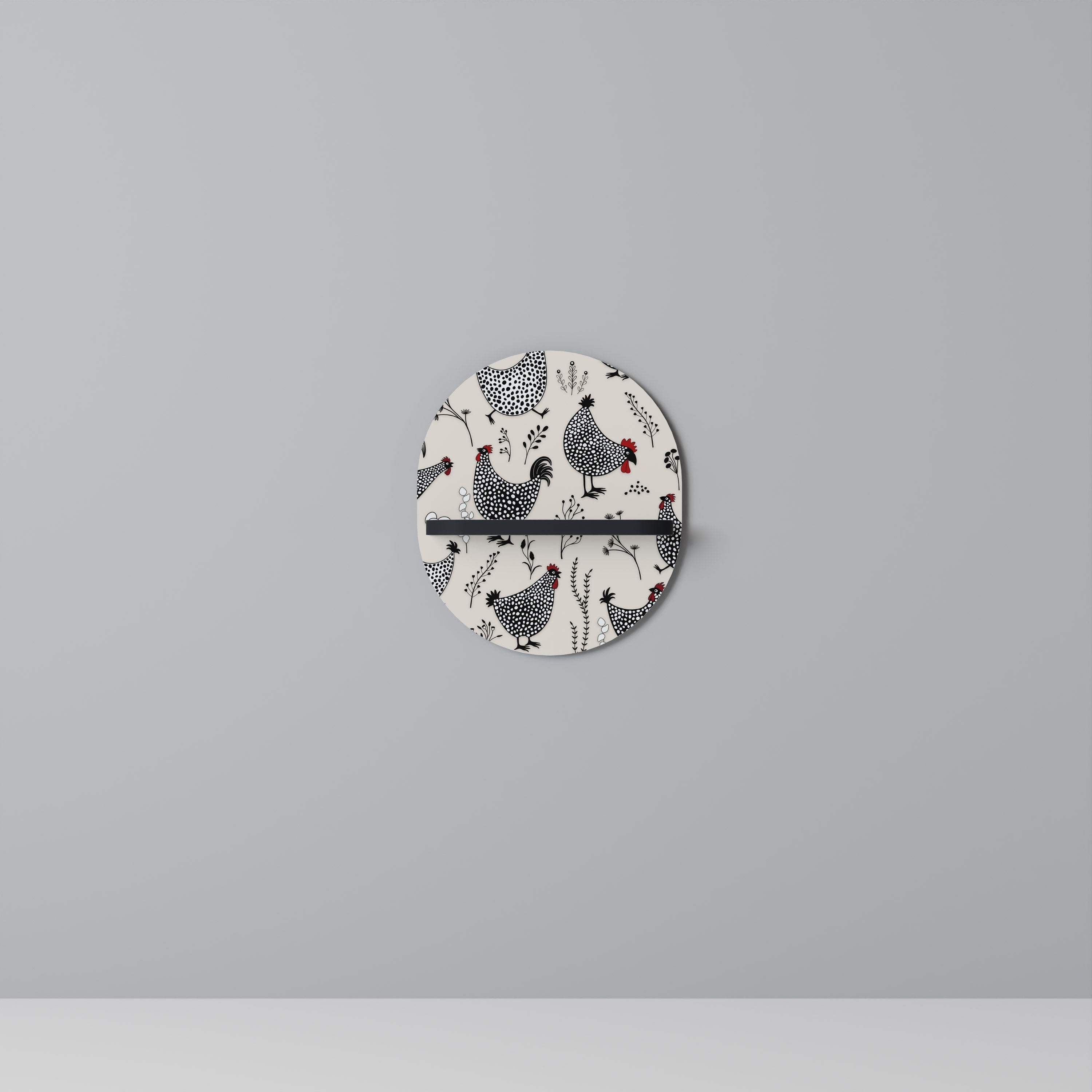 Étagère ovale HAPPY HENS en finition noire