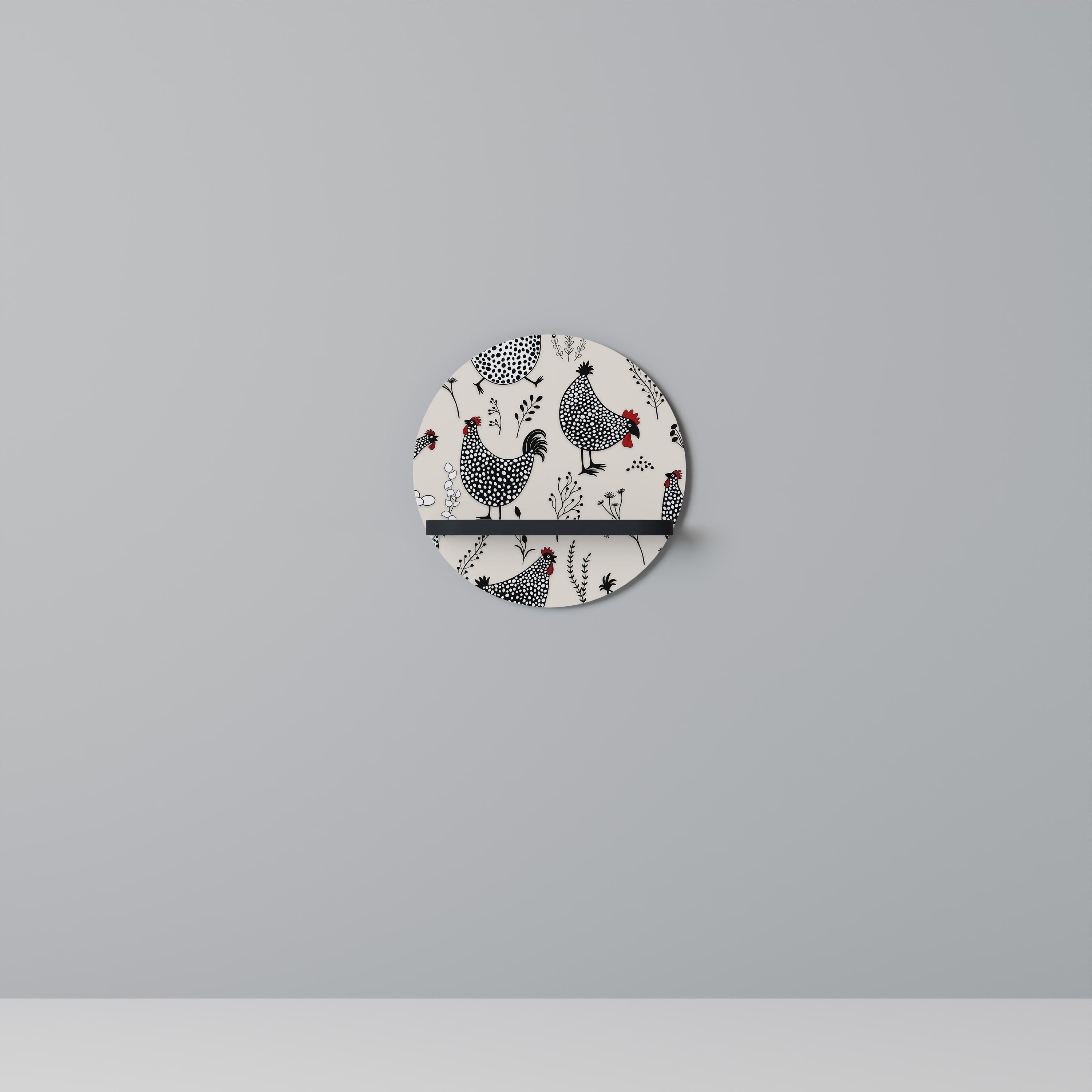 Étagère ronde HAPPY HENS en finition noire