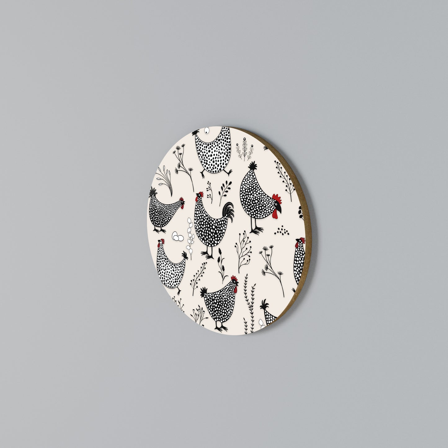 HAPPY HENS Round Wall Art