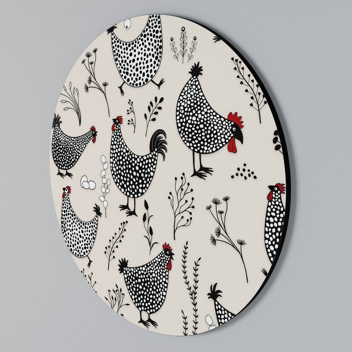 HAPPY HENS Round Wall Art