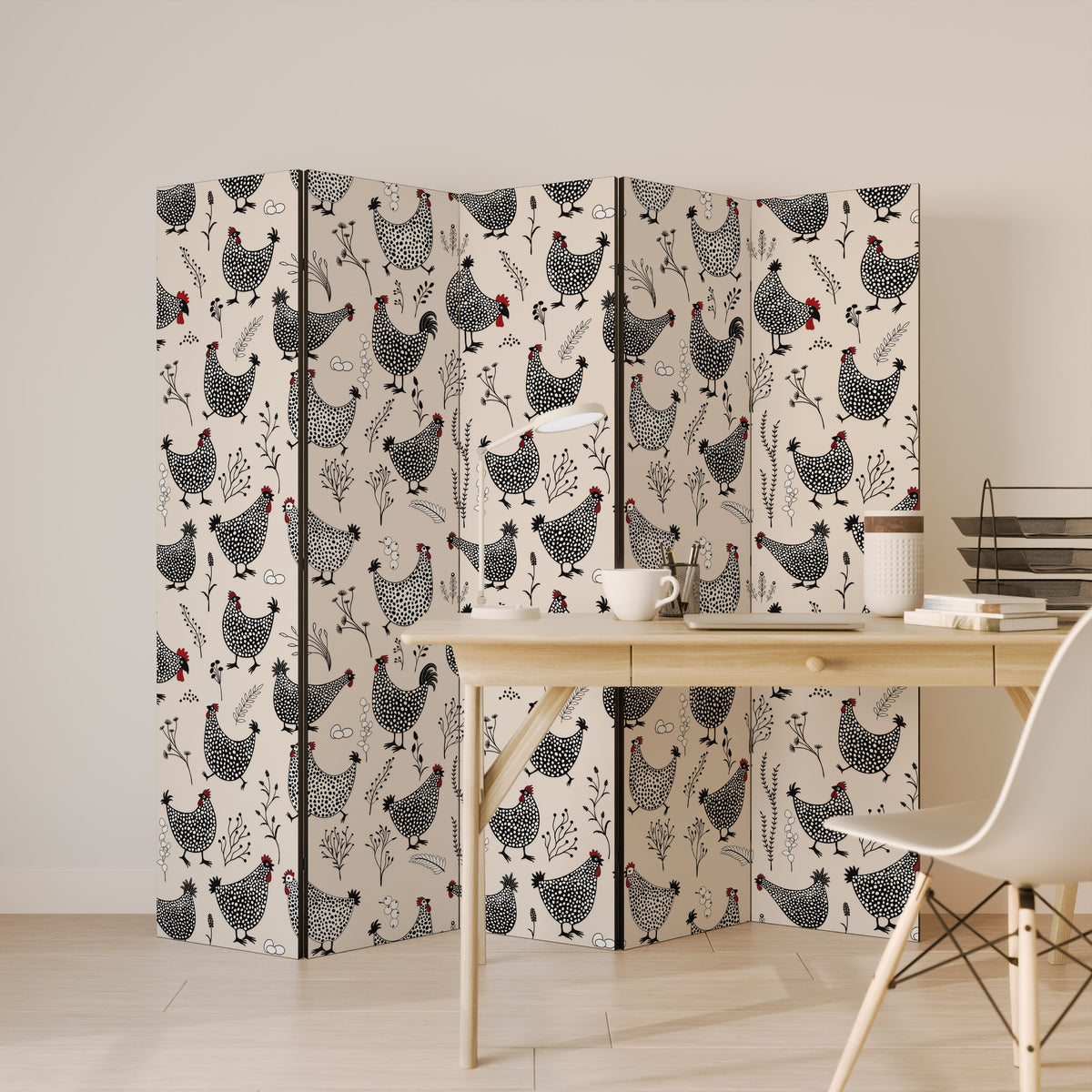 HAPPY HENS 5-Panel Room Divider