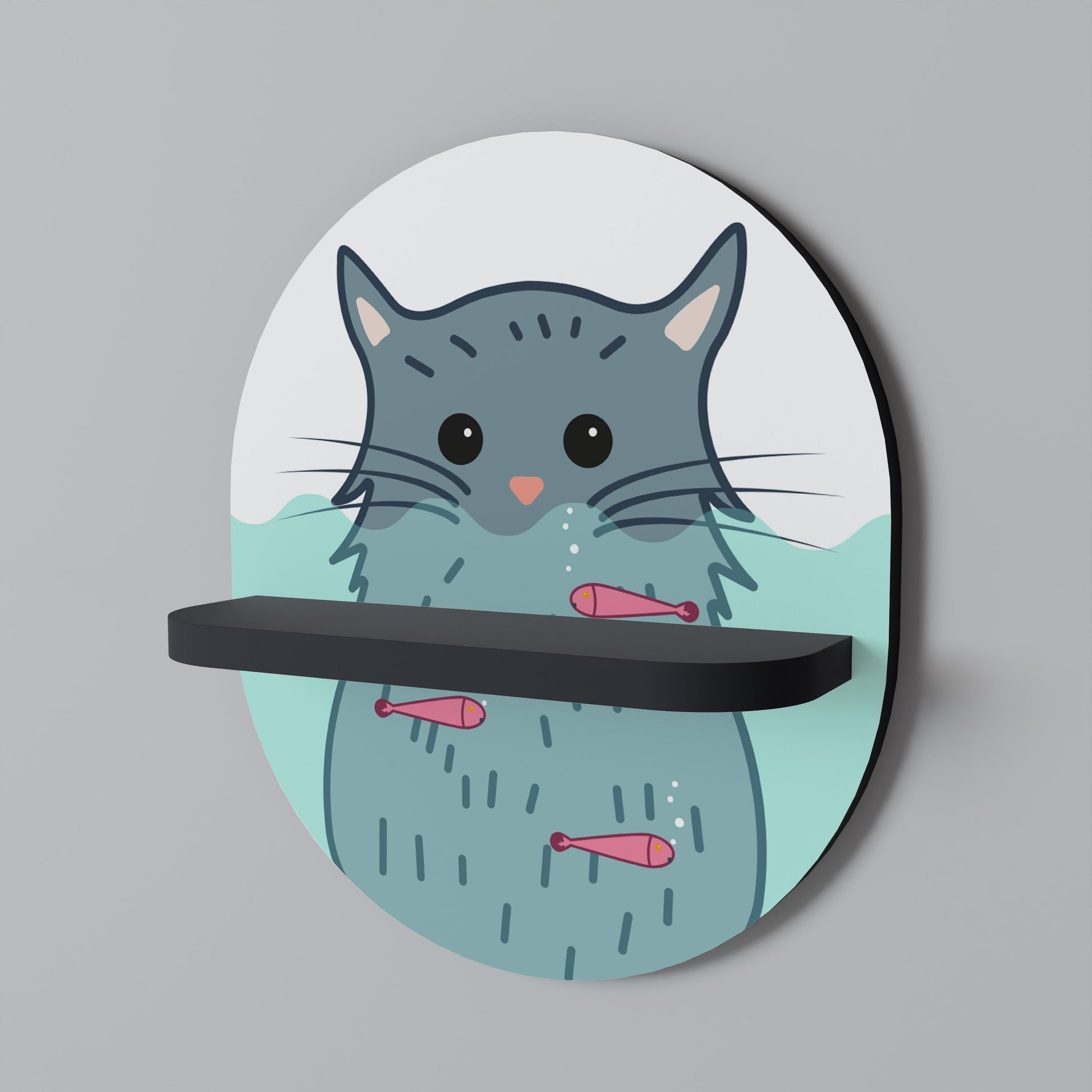 Étagère d'art ovale CAT SPLASH en finition noire