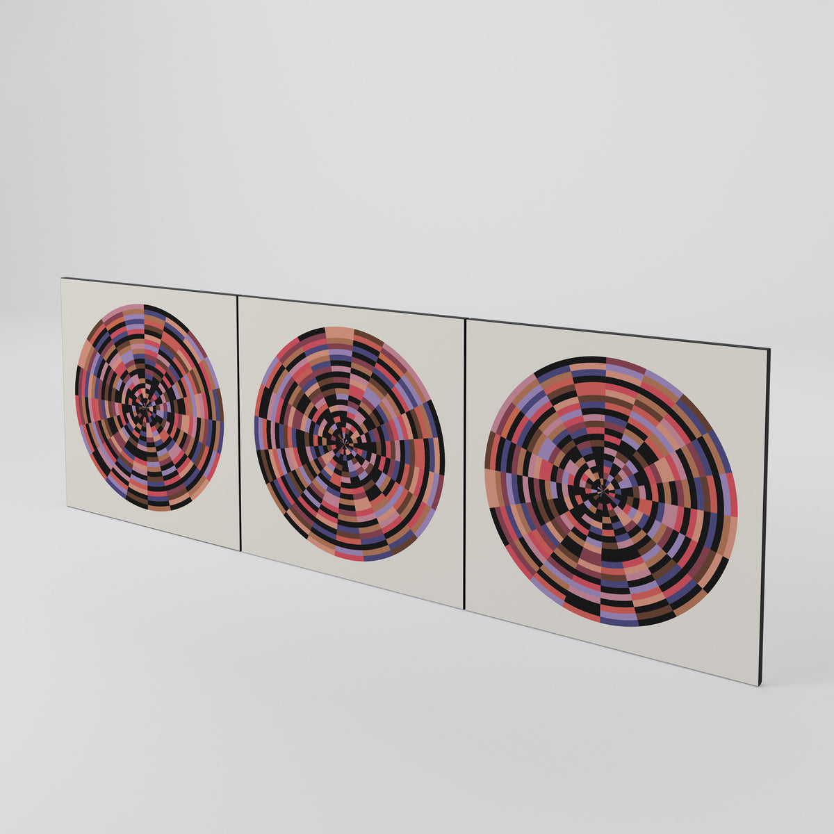 BROWN CIRCLES 3-Piece Sideboard Door Set