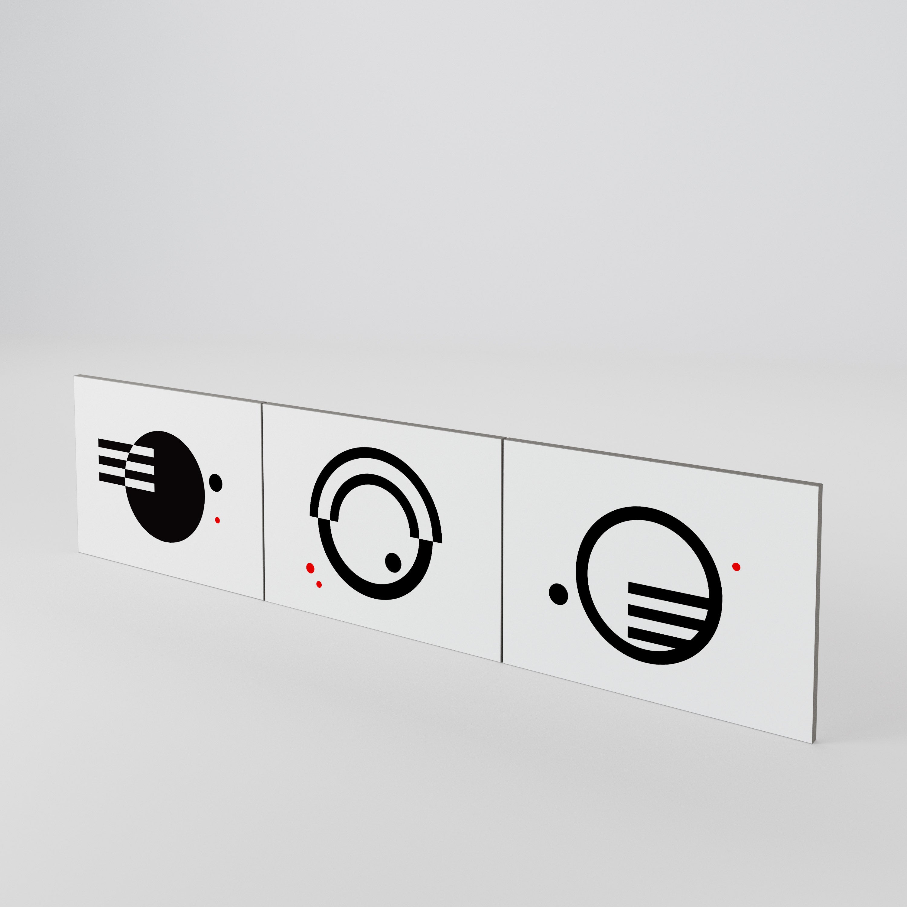 BLACK AND WHITE COMBINATION 3-Piece TV Cabinet Door Set