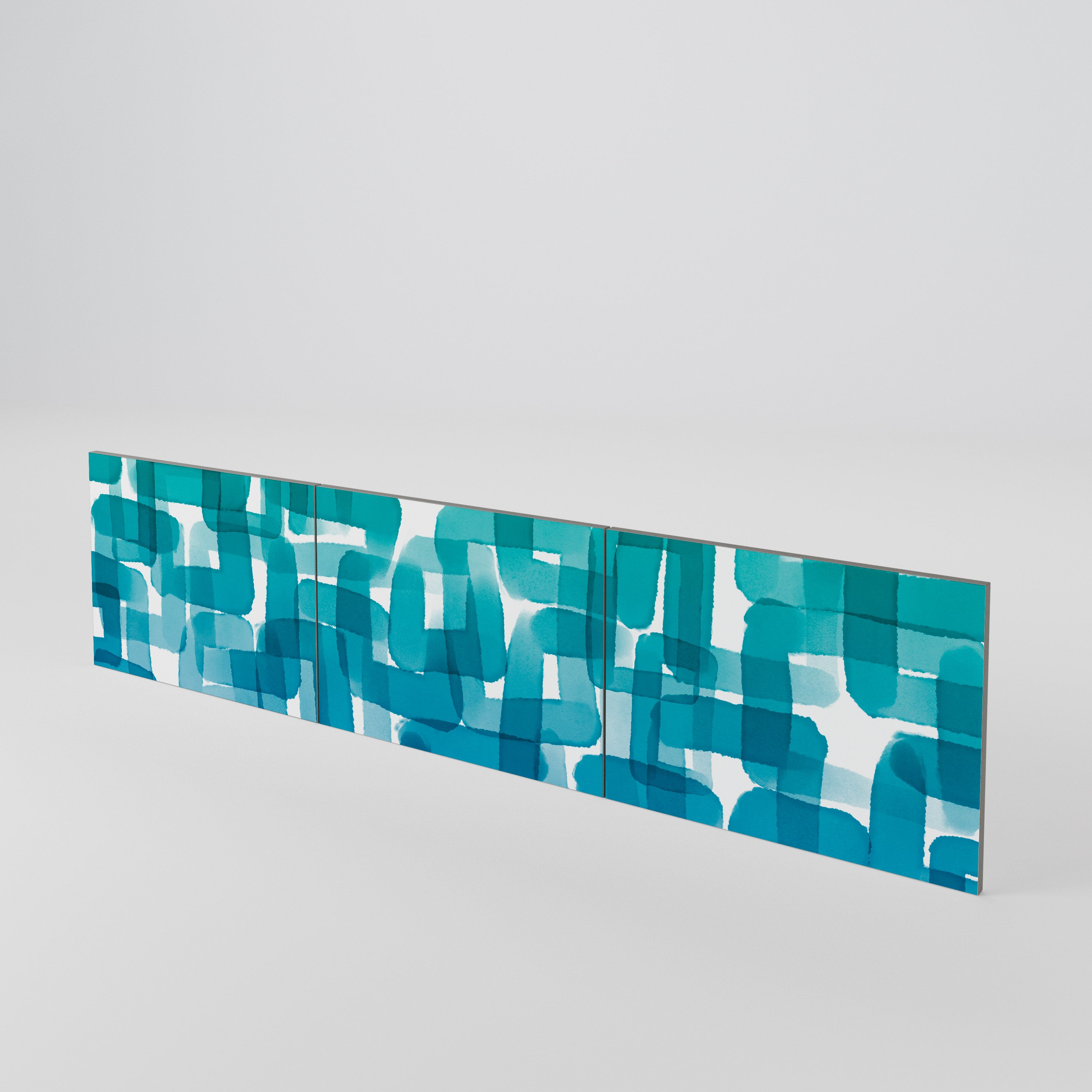 TURQUOISE RECTANGLES 3-Piece TV Cabinet Door Set