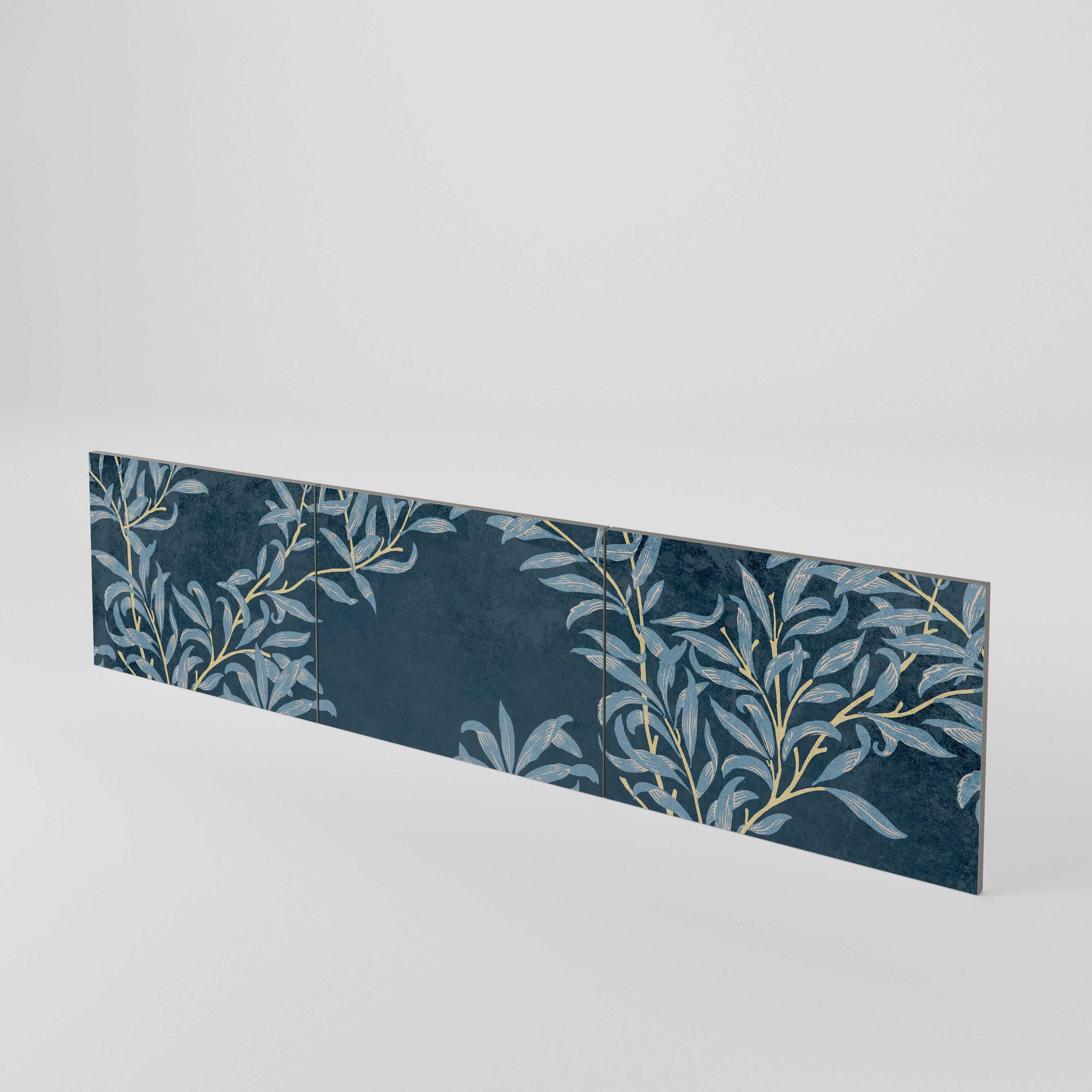 BLUE LEAVES 3-Piece TV Cabinet Door Set