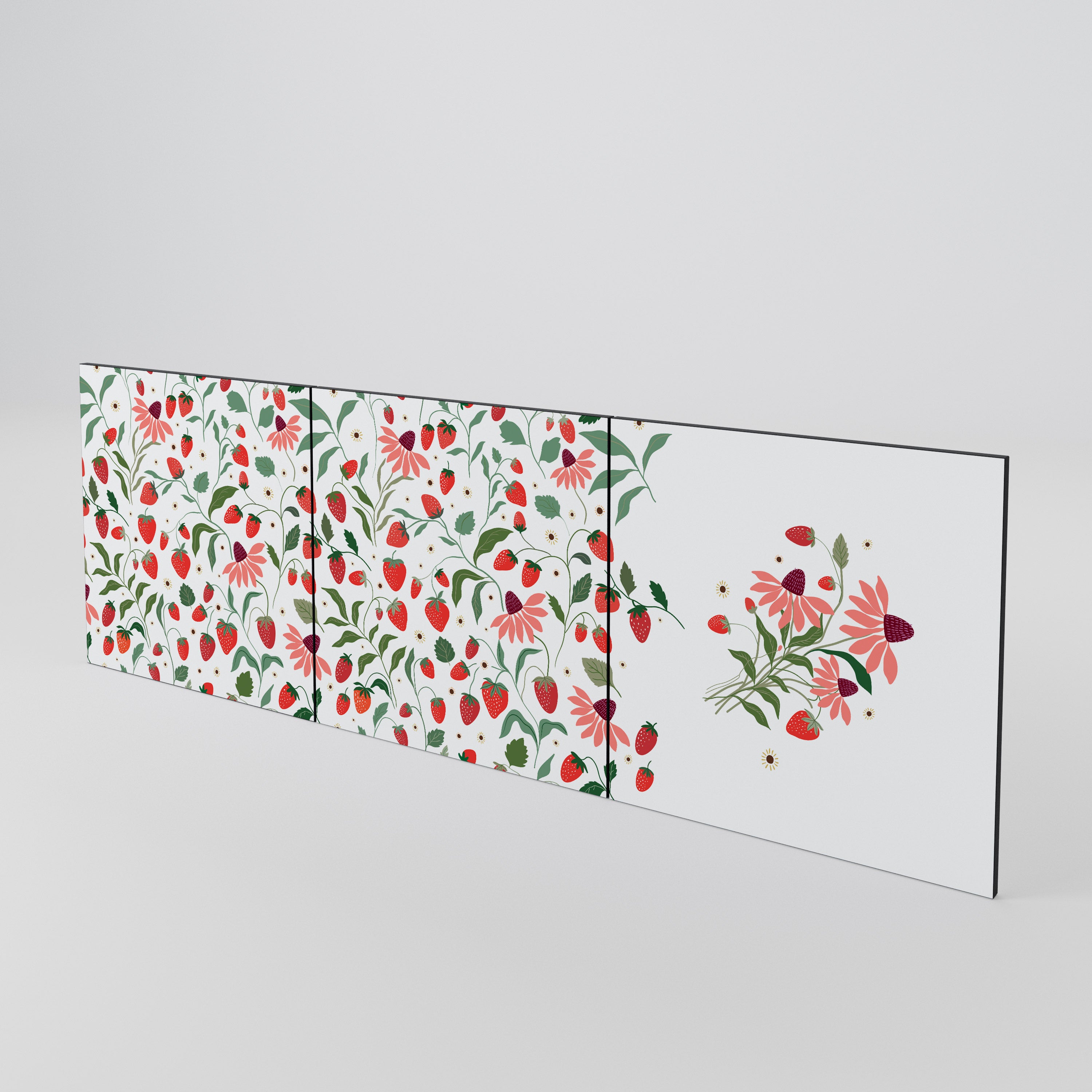 FLOWERS AND STRAWBERRIES 3-Piece Sideboard Door Set