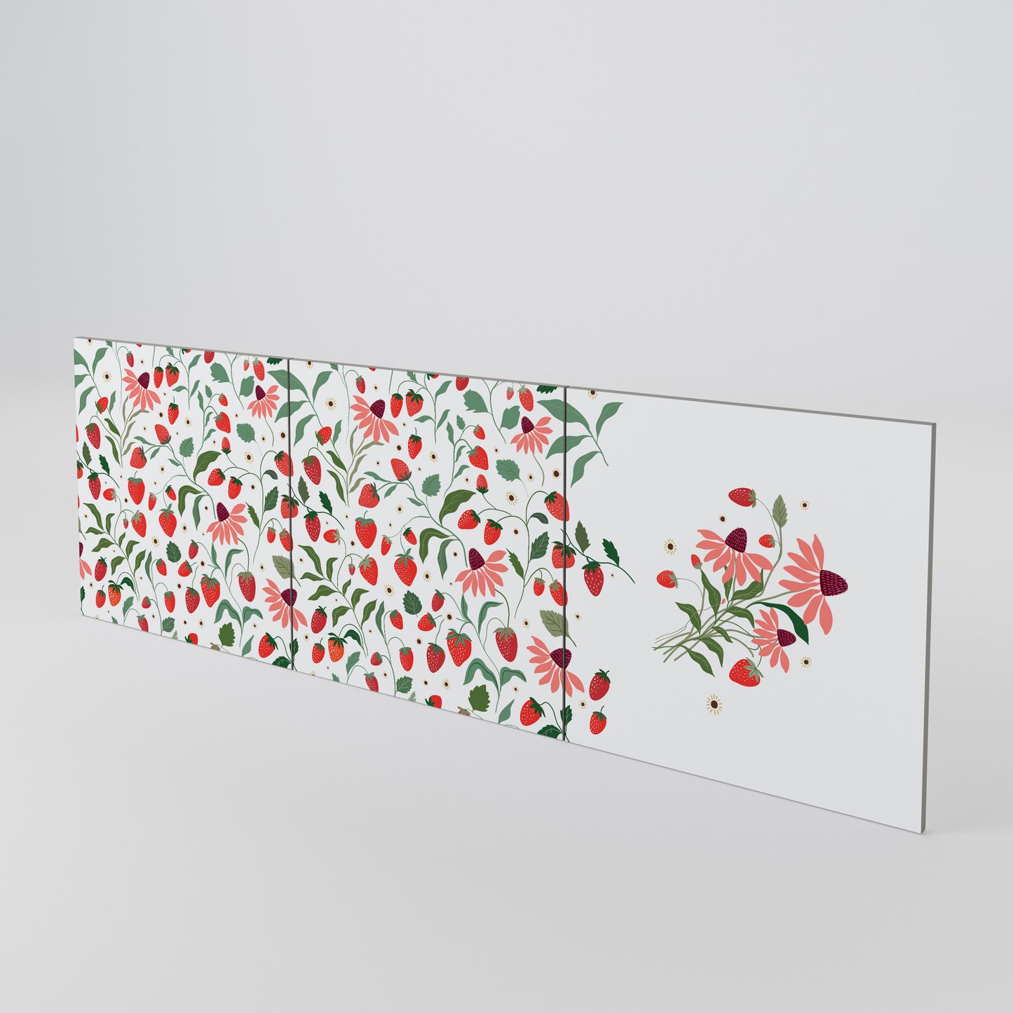 FLOWERS AND STRAWBERRIES 3-Piece Sideboard Door Set