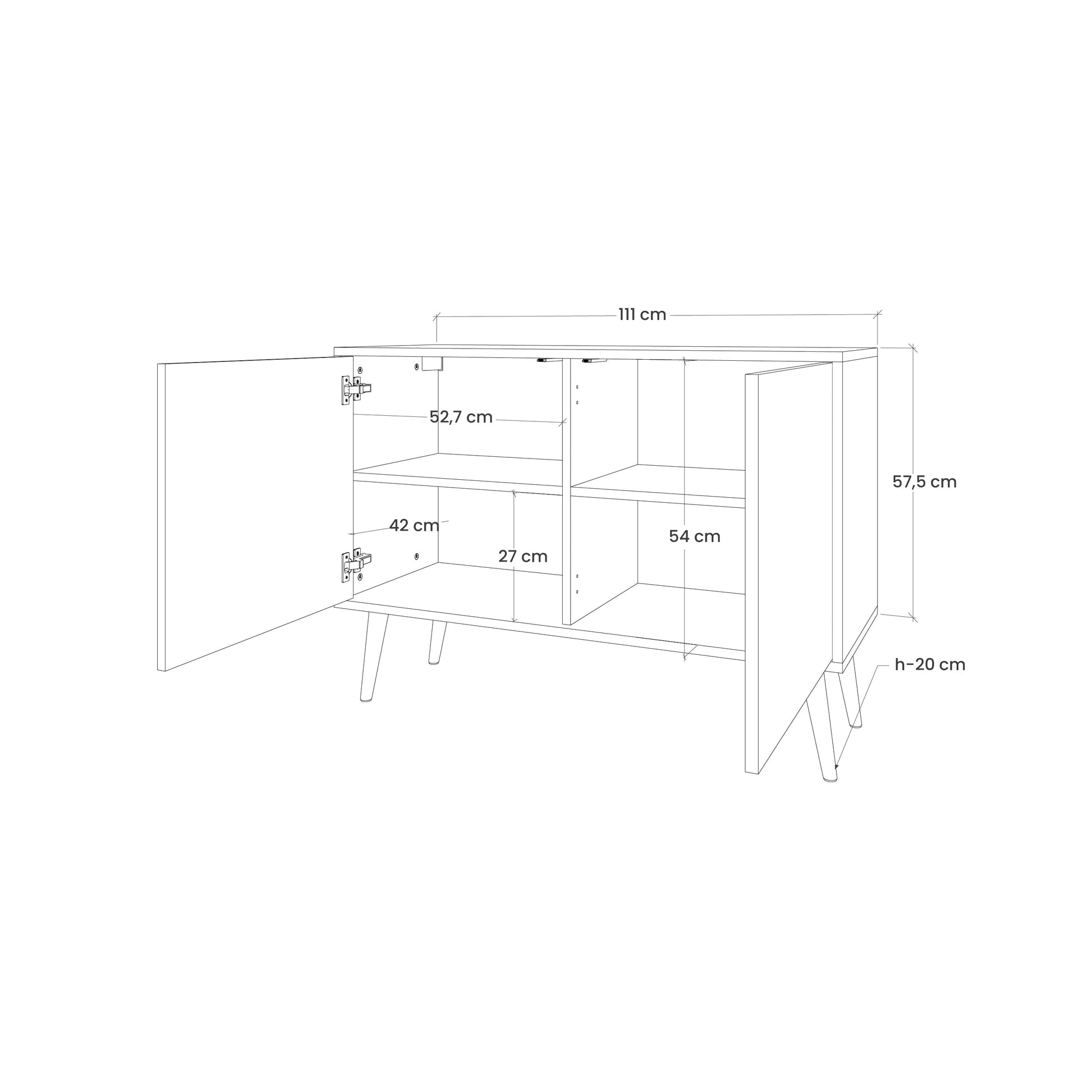 Buffet 2 portes STREAMER TANGLE effet chêne