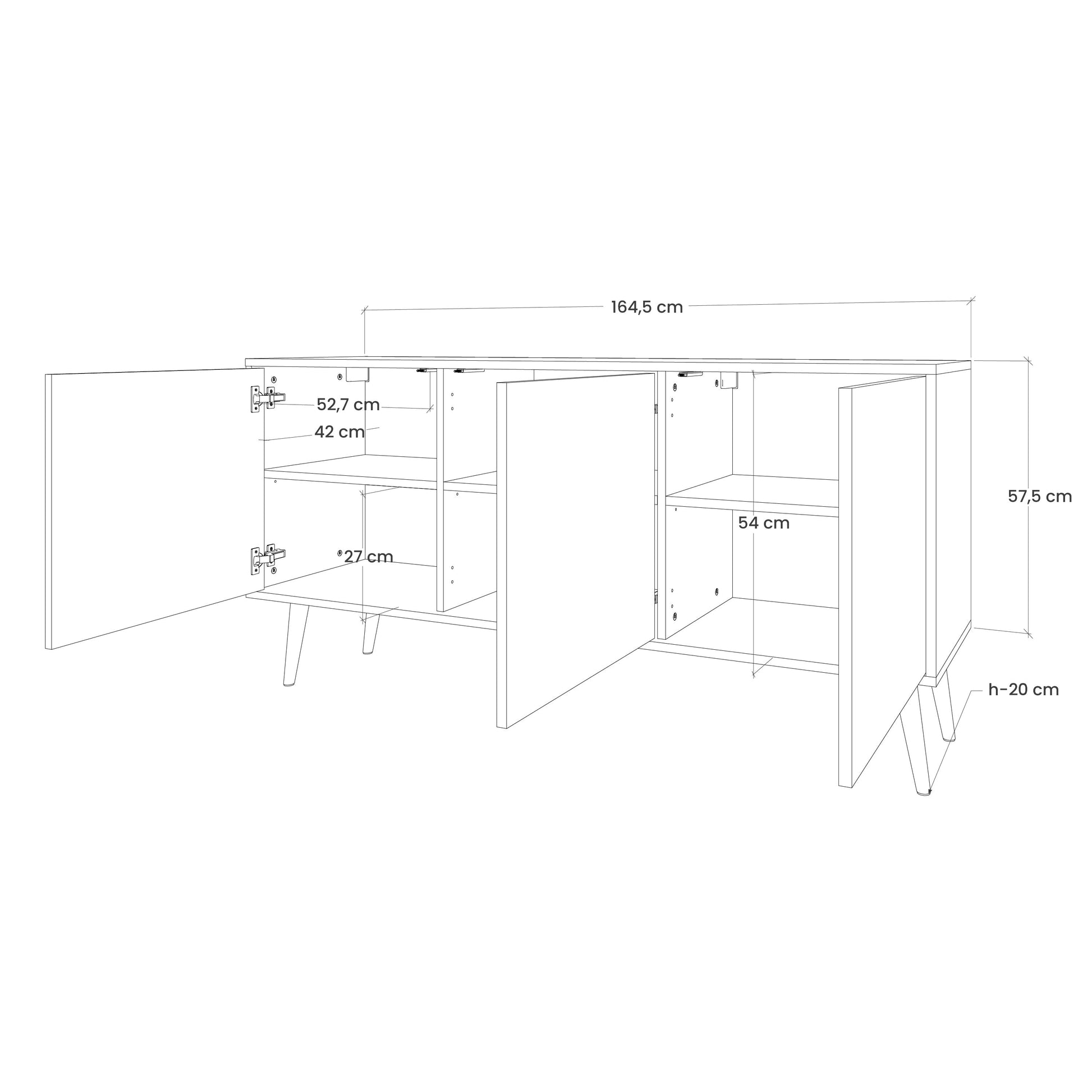 Buffet 3 portes LUSH ELEGANCE finition noire