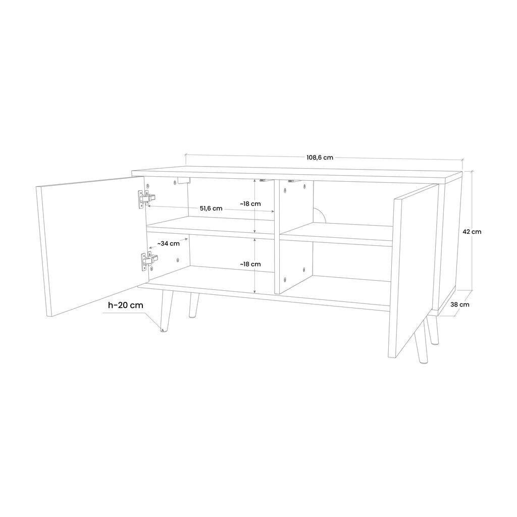 ASHEN ARIA Compact 2-Door TV Cabinet
