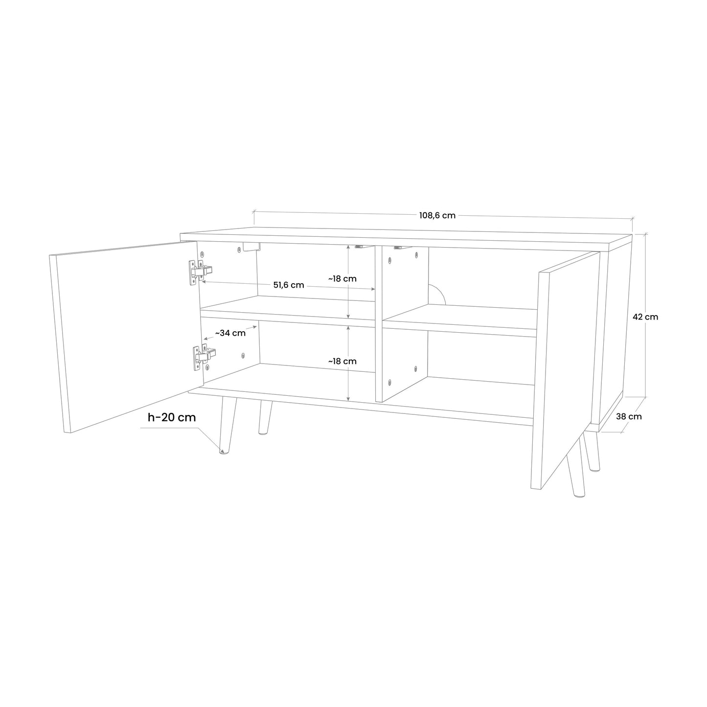 CITRUS BLACK AND WHITE Compact 2-Door TV Cabinet